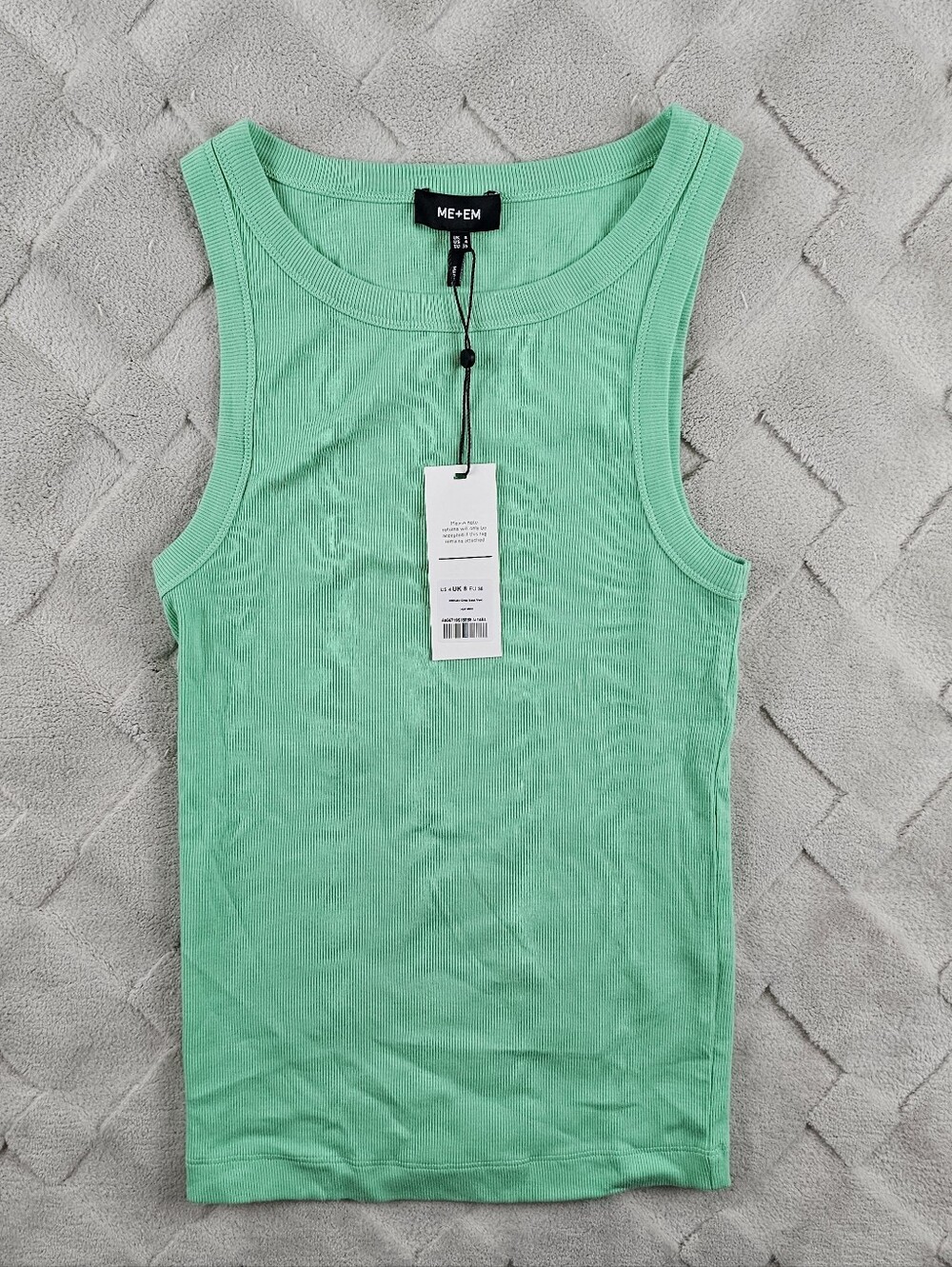 ME+EM Mint Crew Neck Ribbed Tank Top Womens 4 Green